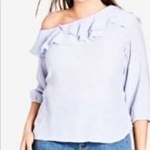 City chic shoulder blue top. plus size